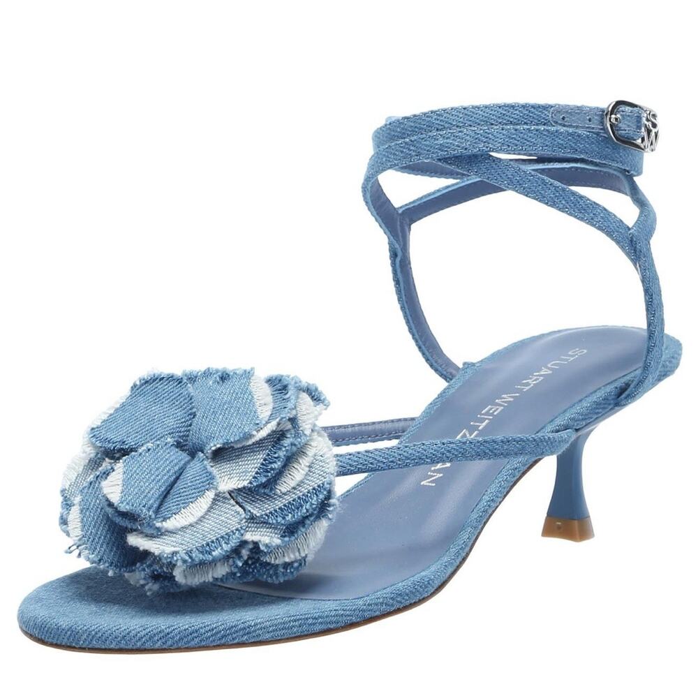 Stuart Weitzman Belize 50 Sandals Vintage Denim Size 39.5 / 9 Women $495